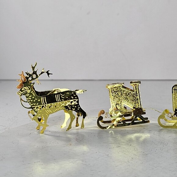 Oriental Trading Company Reindeer Noel Sleigh Gold Candle Holder - Picture 3 of 8